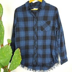 Frayed plaid shirt